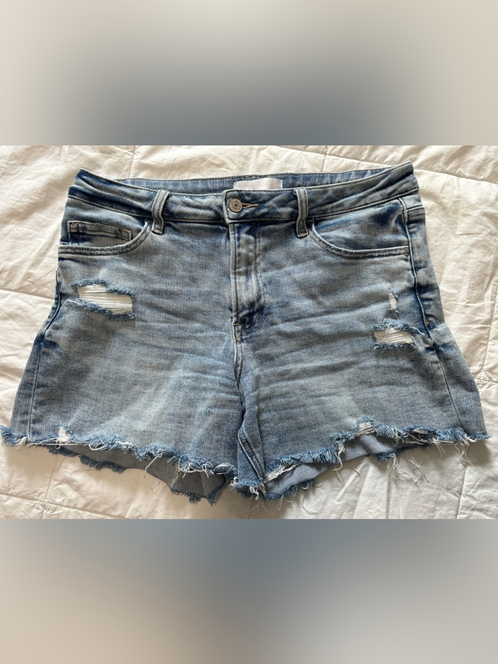 VERVET BY FLYING MONKEY Light Blue Distressed Denim Shorts